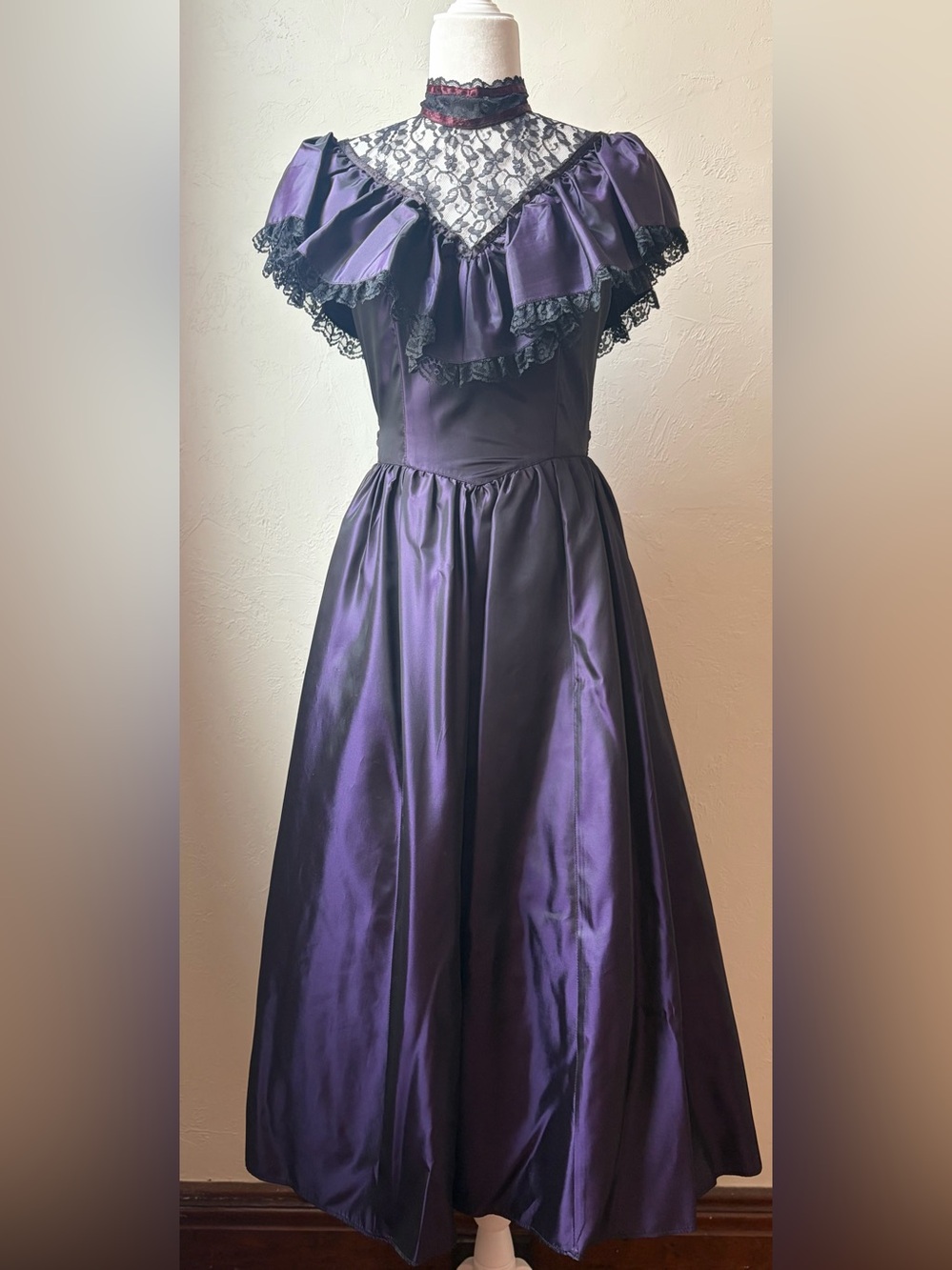 Gunne Sax Jessica McClintock Vintage Purple Victorian Lace Dress Size 5